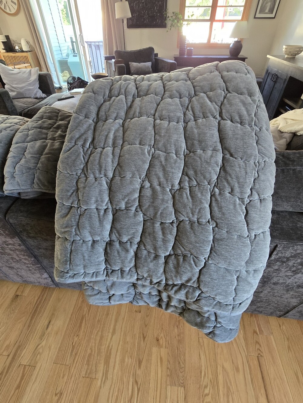 Pottery Barn Cozy Cloud Plush Quilted Comforter - Soft Gray (Steel Blue)